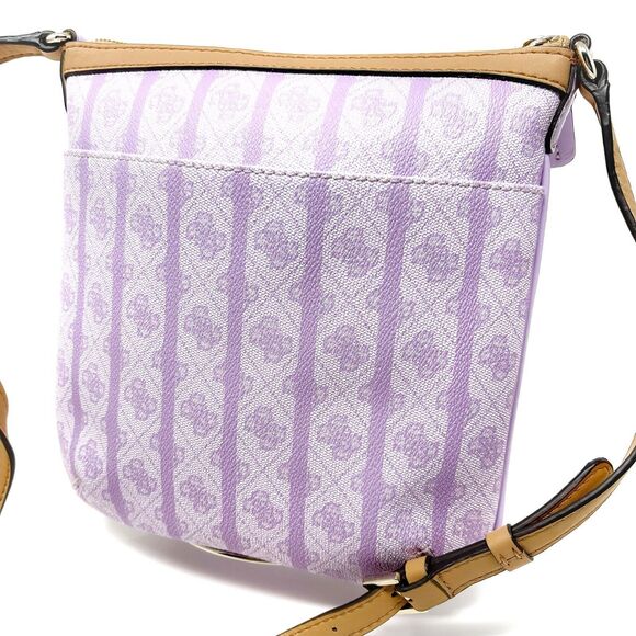 Guess Purple Crossbody Purse Bag Shoulderbag w/ Charms Tan Brown Trim NWoT Rare - Picture 3 of 4